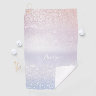 Roze en Lila Glitter Bokeh Modern Gepersonaliseerd Golfhanddoek