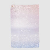 Roze en Lila Glitter Bokeh Modern Gepersonaliseerd Golfhanddoek (Voorkant)