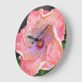 Roze en Lila Hibiscus Blossom Floral botanisch Grote Klok (Hoek)