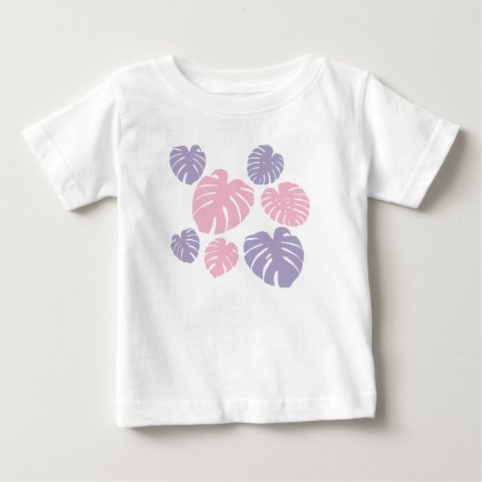 Roze en lila Monstera-bladeren (Voorkant)
