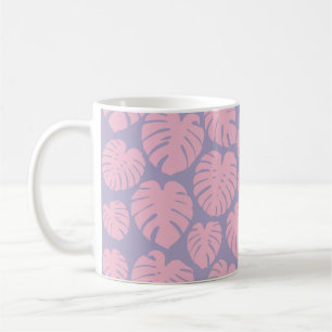 Roze en lila Monstera-bladeren Koffiemok