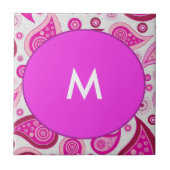 Roze en lila paisleymonogram tegeltje (Voorkant)
