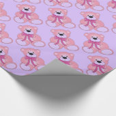 Roze en Lila Teddy Bear Pattern Wrapping Paper Cadeaupapier (Hoek)