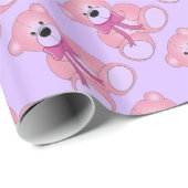 Roze en Lila Teddy Bear Pattern Wrapping Paper Cadeaupapier (Rol Hoek)