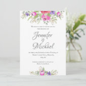 , roze en lila tulp van de waterverf kaart (Staand voorkant)