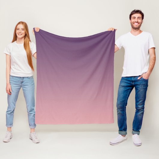 Roze en lila verloop, Ombre. Fleece Deken (In situ)