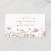 Roze en lila wilde bloemen visitekaartje (Achterkant)