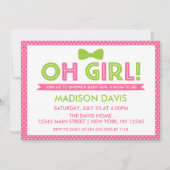 Roze en Lime Green Polka Dot Oh Girl Baby shower Kaart (Voorkant)