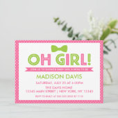 Roze en Lime Green Polka Dot Oh Girl Baby shower Kaart (Staand voorkant)