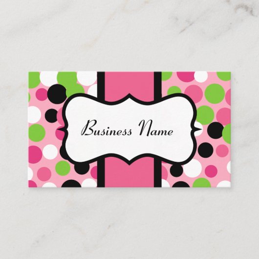Roze en Limoen Bouncing Stippen Visitekaartjes (Voorkant)