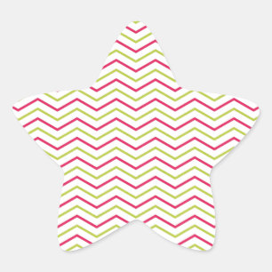 Roze en Limoen Chevron Ster Sticker