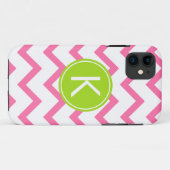 Roze en Limoen Chevron Stripes Monogram Hoesje (Achterkant (horizontaal))