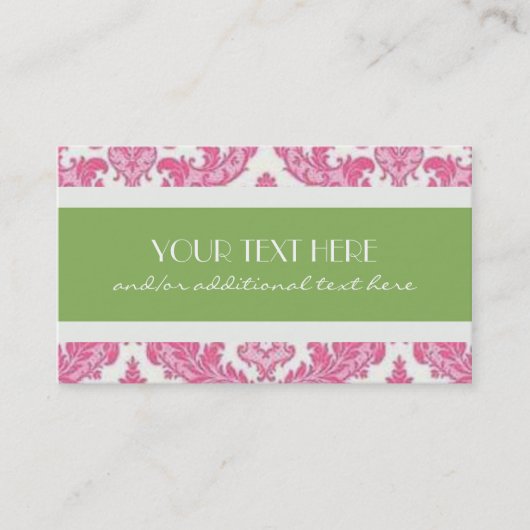 Roze en Limoen Damask Visitekaartje (Voorkant)