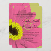 Roze en Limoen Gerber Daisy Wedding Invitation Kaart (Voorkant / Achterkant)