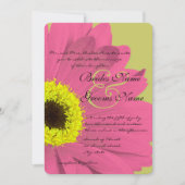 Roze en Limoen Gerber Daisy Wedding Invitation Kaart (Voorkant)