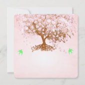 Roze en Limoen Heart Leaf Tree Wedding Invitations Kaart (Achterkant)