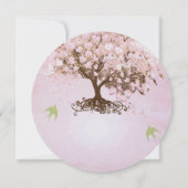 Roze en Limoen Heart Leaf Tree Wedding Invitations Kaart (Achterkant)