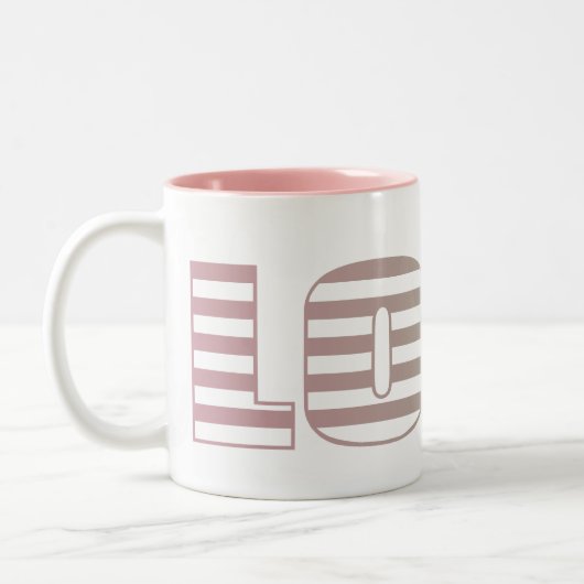 Roze en Limoen Love Stripes Tweekleurige Koffiemok (Links)
