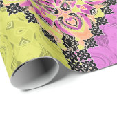 Roze en limoen, luciferwerk cadeaupapier (Rol Hoek)