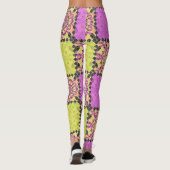 Roze en limoen, luciferwerk leggings (Achterkant)