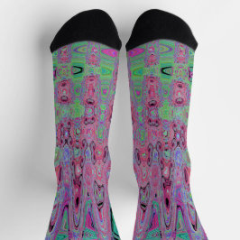 Roze en limoengroene groovy abstracte atomaire gol sokken