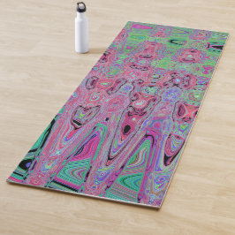 Roze en limoengroene groovy abstracte atomaire gol yogamat