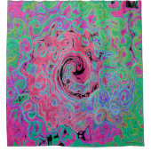 Roze en limoengroene groovy abstracte retro draaik douchegordijn (Voorkant)