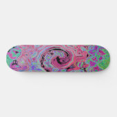 Roze en limoengroene groovy abstracte retro draaik persoonlijk skateboard (Horizontaal)
