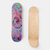 Roze en limoengroene groovy abstracte retro draaik persoonlijk skateboard (Voorkant)