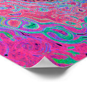 Roze en limoengroene groovy abstracte retro draaik poster (Hoek)