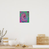 Roze en limoengroene groovy abstracte retro draaik poster (Keuken)