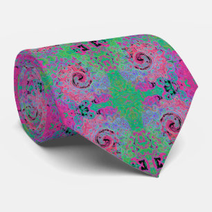 Roze en limoengroene groovy abstracte retro draaik stropdas