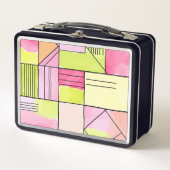Roze en limoengroene patchwork abstract (Voorkant)