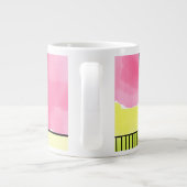 Roze en limoengroene patchwork abstract grote koffiekop (Achterkant)