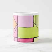 Roze en limoengroene patchwork abstract grote koffiekop (Voorkant)