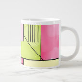 Roze en limoengroene patchwork abstract grote koffiekop (Rechts)