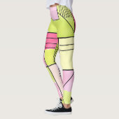 Roze en limoengroene patchwork abstract leggings (Links)