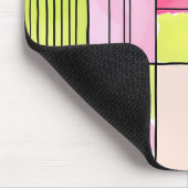 Roze en limoengroene patchwork abstract muismat (Hoek)