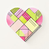 Roze en limoengroene patchwork abstract notitieboek (Achterkant)