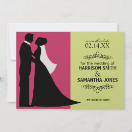 Roze en limoengroene save the date-aankondigingen kaart