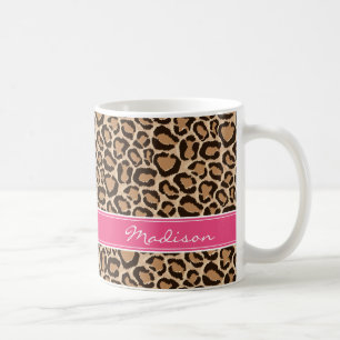 Roze en luipaard Afdrukken Aangepast monogram Koffiemok