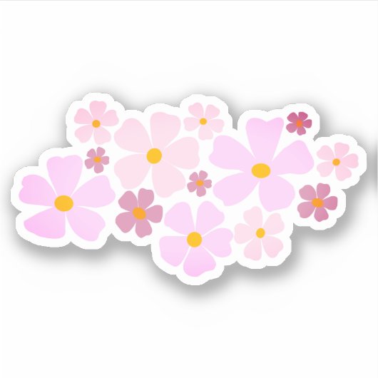 Roze en Magenta Bloemen Graphic Sticker (Voorkant)