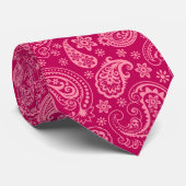 Roze en magenta bloemige paisley patroon stropdas (Opgerold)