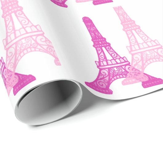 Roze en magenta Eiffeltower - Gift Wrap Cadeaupapier (Rol Hoek)