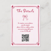 Roze en magenta Hand getrokken krabbel bruiloft Informatiekaartje (Voorkant)