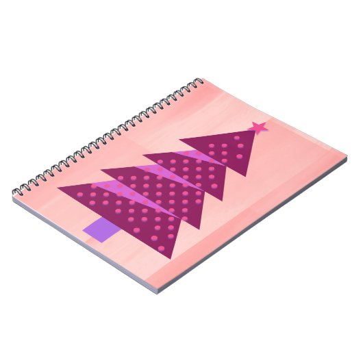 Roze en magenta Kerstboom Art Journal Notitieboek (Linkerzijde)