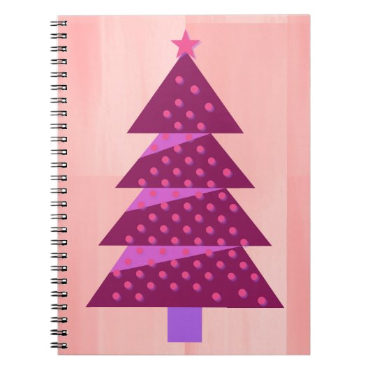 Roze en magenta Kerstboom Art Journal Notitieboek (Voorkant)