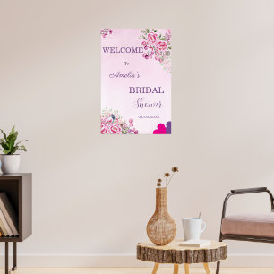 Roze en Magenta Kleur Klassieke Bruids Welkom  Poster