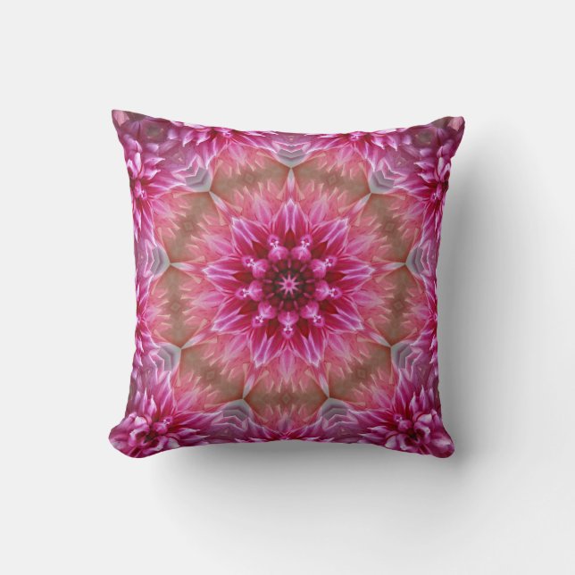 Roze en Magenta Mandala Kussen (Voorkant)