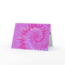 Roze en Magenta Tie Dye 60ste verjaardagskaart